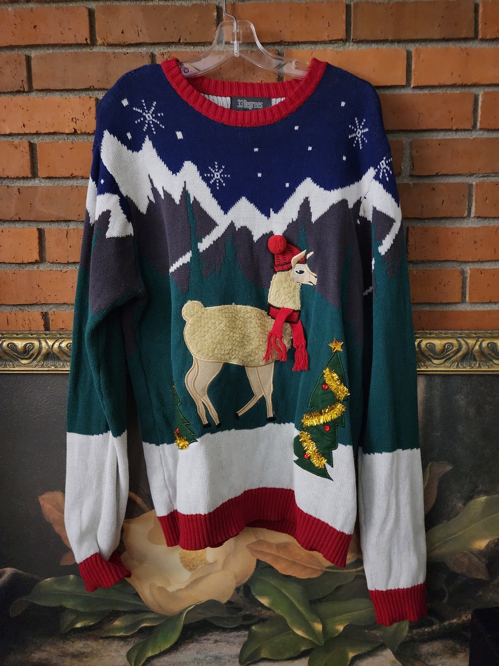 32 Degrees Women's Green Holiday Llama Sweater Medium - Picture 2 of 16